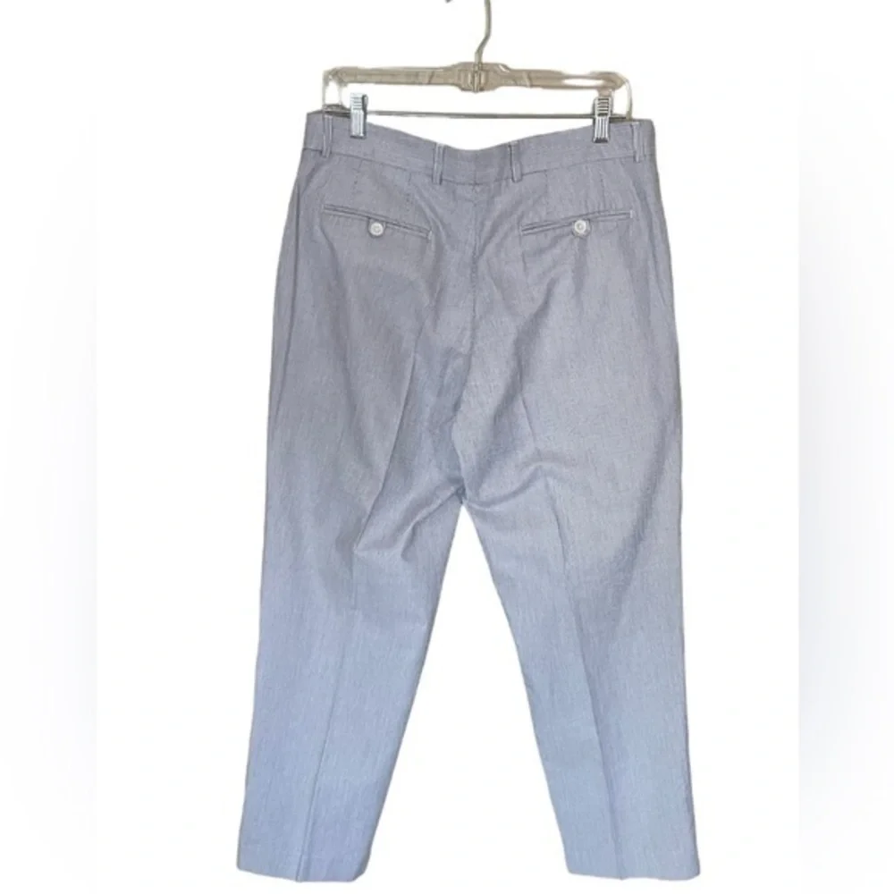Alan Flusser Blue and White Striped Seersucker Pants 100% Cotton Size 34/30‎